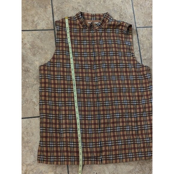 Natural Elements Nova Check Plaid 100% Silk Quilted Full Zip Vest Size 10 - Picture 8 of 8